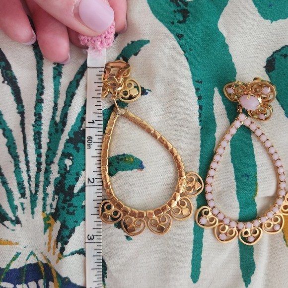 Vintage Kenneth Jay Lane Clip-On Earrings, Pink and Gold - Picture 5 of 5
